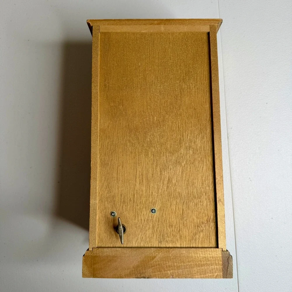 Vintage Toyo Japan Musical Jewelry Box Armoire Gold Wood Portrait 4 Drawer 12.5